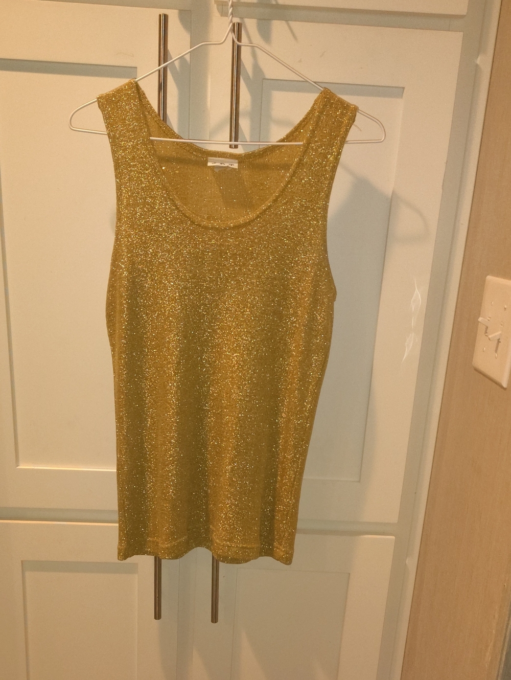 Sparkle Knit Tank Top - Gold Sleeveless Top